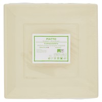 Piatto compostabile mis. 23x23 cm cream