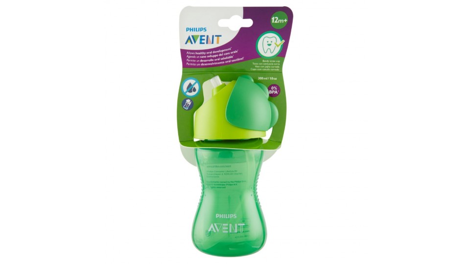 Philips, Avent tazza con cannuccia curva 300 ml