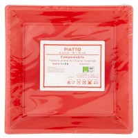 Piatto compostabile mis. 18x18 cm rosso