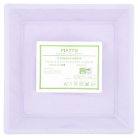 Piatto compostabile mis. 18x18 cm lilla