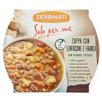 Zerbinati Zuppa con lenticchie e fagioli 100% vegetale (patate,carote,polpa di pomodoro,cipolle e sedano)