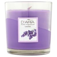 D'Aria Candela con bicchiere in vetro al profumo di lavanda