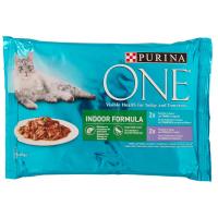 Purina, gatto One Single Serve Indoor vitello e tonno