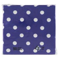 Tovaglioli di carta 2 veli, colore blu con pois bianchi, misura 25x25 cm