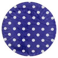 Piatti di carta, colore blu con pois bianchi, diametro 18 cm