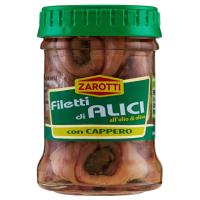 Zarotti, filetti di alici con cappero all'olio di oliva