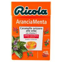 Ricola AranciaMenta caramelle ipocaloriche alle erbe balsamiche senza zucchero con vitamina C senza glutine
