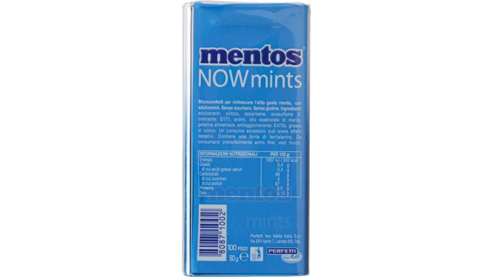Mentos Now Mints 100 microconfetti senza zucchero gusto menta