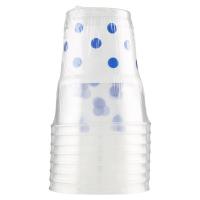 Bicchieri di plastica, colore bianco con pois blu