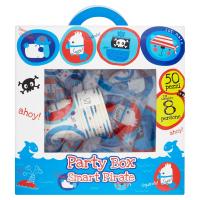 Smart Pirate Party Box per 8 persone, contiene: tovaglia 120x180 cm, 16 tovaglioli 33x33 cm, 8 piatti 23 cm, 8 bicchieri, festone bandiera, 8 maschere e