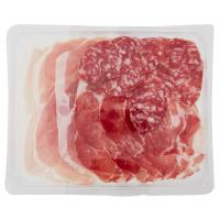 Delizie dell'Emilia: prosciutto crudo, coppa Parma, salame felino gia' affettato e confezionato