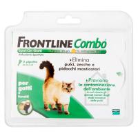 Frontline Combo Gatti Soluzione per applicazione topica cutanea, elimina pulci, zecche e pidocchi masticatori e previene la contaminazione dell'ambiente, 3 pipette da