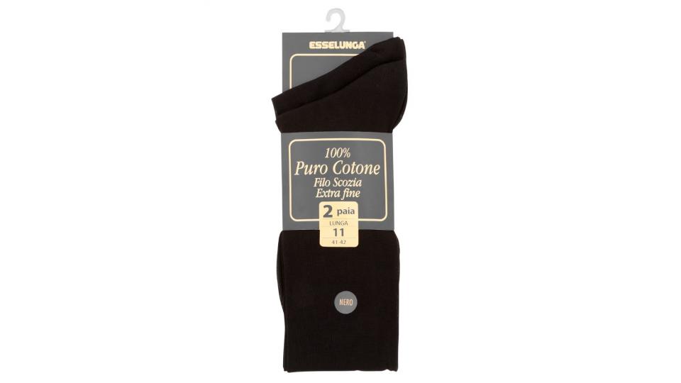 Esselunga Calze lunghe rasate, 100% puro cotone filo di scozia extra fine, 2 paia 11(41 e