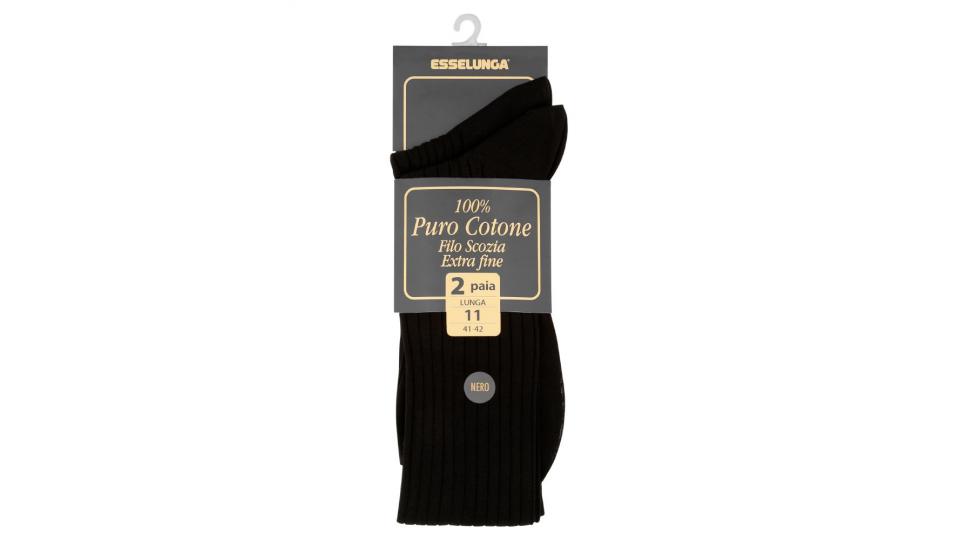 Esselunga Calze lunghe a costine, 100% cotone filo di scozia, 2 paia 11(41 e
