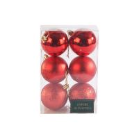 Sfere rosse in plastica, diametro 6 cm