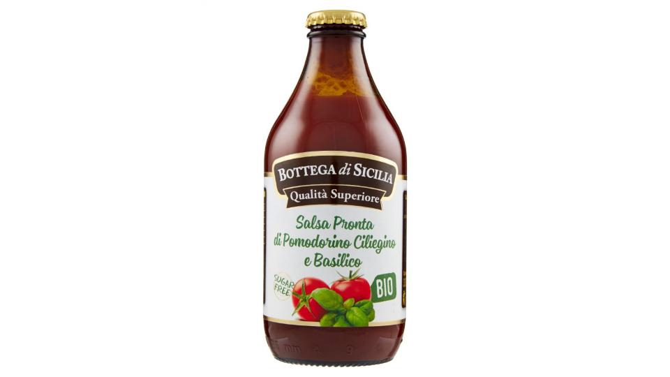 Bottega di Sicilia, salsa pronta di pomodorino ciliegino e basilico biologica