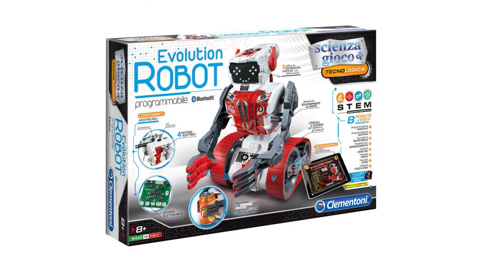 Clementoni Scienza & Gioco Tecnologica Evolution Robot Programmabile, 8 batterie tipo AA LR6 non incluse - Eta'