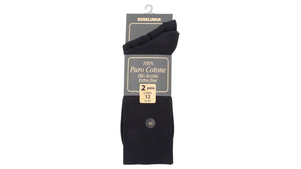 Esselunga Calze lunghe rasate, 100% puro cotone filo di scozia extra fine, 2 paia 12(43 e