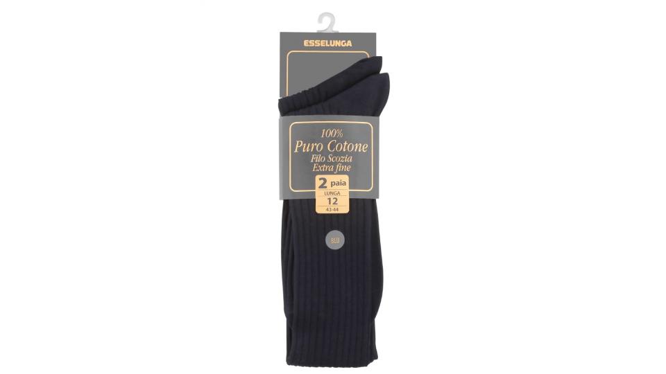 Esselunga Calze lunghe a costine, 100% cotone filo di scozia, 2 paia 12(43 e