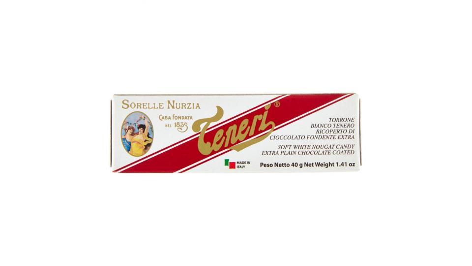 Sorelle Nurzia Teneri Torrone Bianco Tenero Ricoperto di Cioccolato Fondente Extra