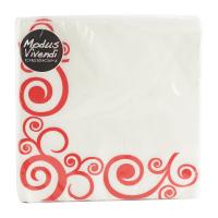 Modus Vivendi Tovaglioli di carta, colore bianco con fantasia rossa, misura 33x33 cm