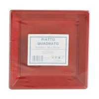 Piatto quadrato, colore rosso, misura 18x18 cm