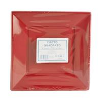 Piatto quadrato, colore rosso, misura 23x23