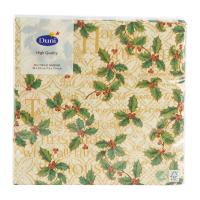 Duni Tovaglioli di carta, fantasia Holly Ivy, misura 33x33 cm
