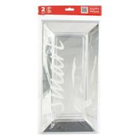 Happy Hours Vassoio rettangolare, colore argento, misura 19x37 cm