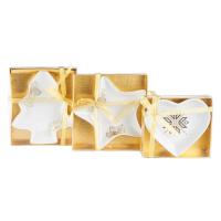 Piatto sagomato con decorazione color oro, decori e forme assortiti