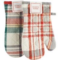 Guanto forno scozzese in puro cotone, colori assortiti rosso o verde