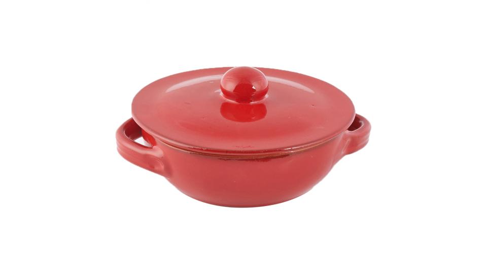 Casseruola "De Silva" in terracotta con due manici e coperchio, diametro