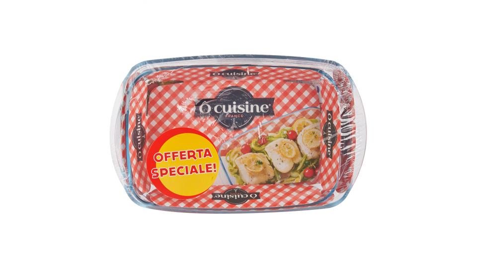 O Cuisine France Teglia rettangolare in vetro, 2 pezzi, misure 35x22x5 cm e 32x20x5 cm