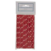 Cannucce decorate, colore rosso con stelle bianche