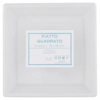 Piatto quadrato, colore bianco, misura 18x18 cm