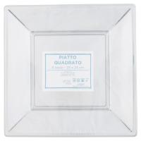 Piatto quadrato, colore argento, misura 23x23 cm
