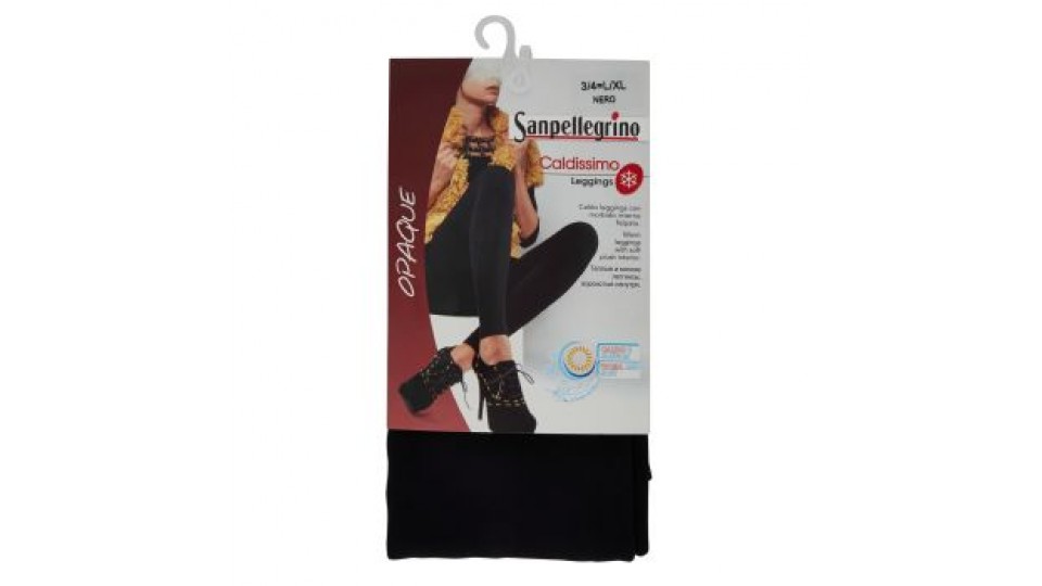 Sanpellegrino Opaque Caldissimo Leggings con morbido interno felpato, L/XL nero
