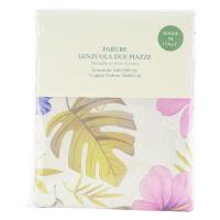 Collezione Jungle Parure lenzuola matrimoniale, percalle di puro cotone stampato, colori assortiti: lenzuolo misura 240x280 cm, coppia federe misura