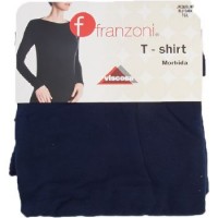 Franzoni T-Shirt morbida in viscosa, scollo a barca, colore nero
