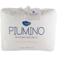 Piumino singolo con imbottitura in piumetta, fodera in microfibra, finitura manopesca con trapuntatura a quadri, grado di calore 5, misura
