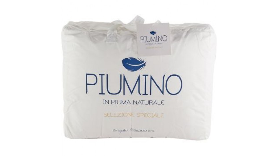 Piumino singolo con imbottitura in piumetta, fodera in microfibra, finitura manopesca con trapuntatura a quadri, grado di calore 5, misura