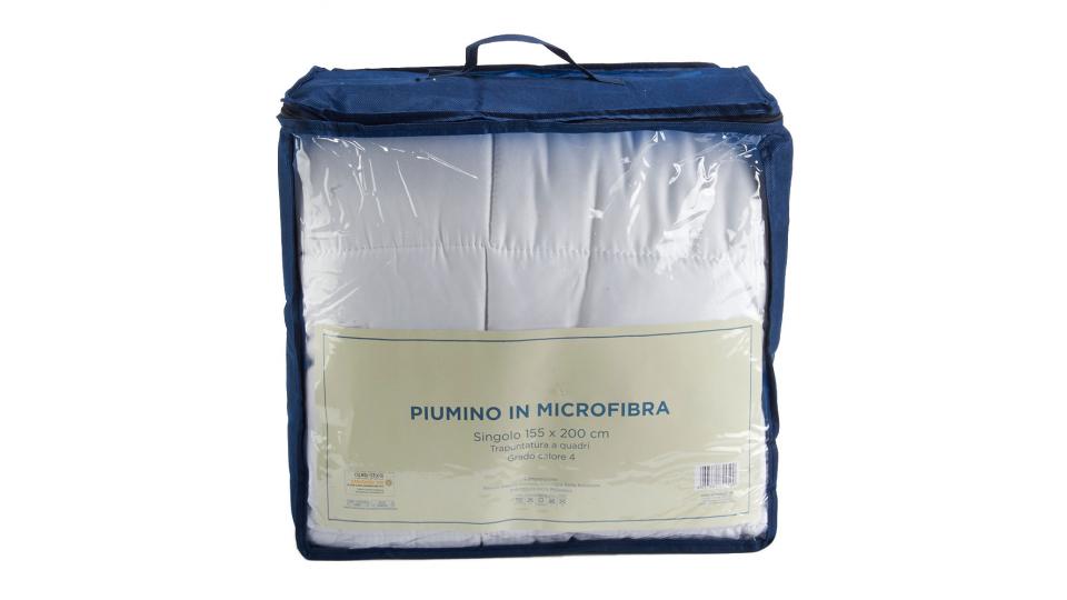 Piumino singolo con imbottitura in microfibra, esterno in microfibra con trapuntatura a quadri, grado di calore 4, misura