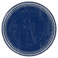 Piatti decorati compostabili, colore blu con riga bianca, diametro 18 cm