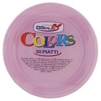 Dopla Colors Piatti piani di plastica usa e getta, colore rosa