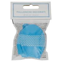 Palloncini decorati, colore azzurro con chevron bianco, diametro 28 cm