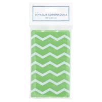 Tovaglia coprimacchia, colore verde con chevron bianco, misura