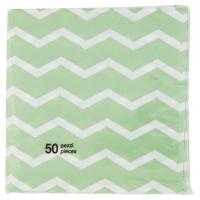 Tovaglioli di carta, colore verde con chevron bianco, misura 25x25 cm