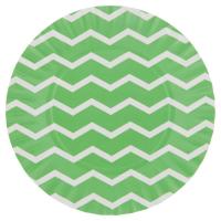 Piatti decorati compostabili, colore verde con chevron bianco, diametro 18 cm