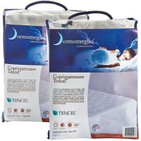 Dormomeglio Coprimaterasso Tencel, 63% poliestere e 37% Tencel, filato ricavato dal legno di eucalipto, traspirante, matrimoniale, misura
