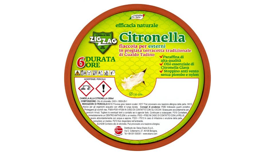 Zig Zag Citronella, fiaccola per esterni in terracotta diametro